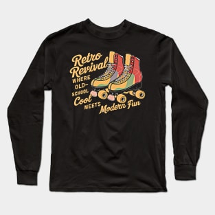 Orange and Black Roller Skates: A Retro Revival with a Modern Twist Long Sleeve T-Shirt